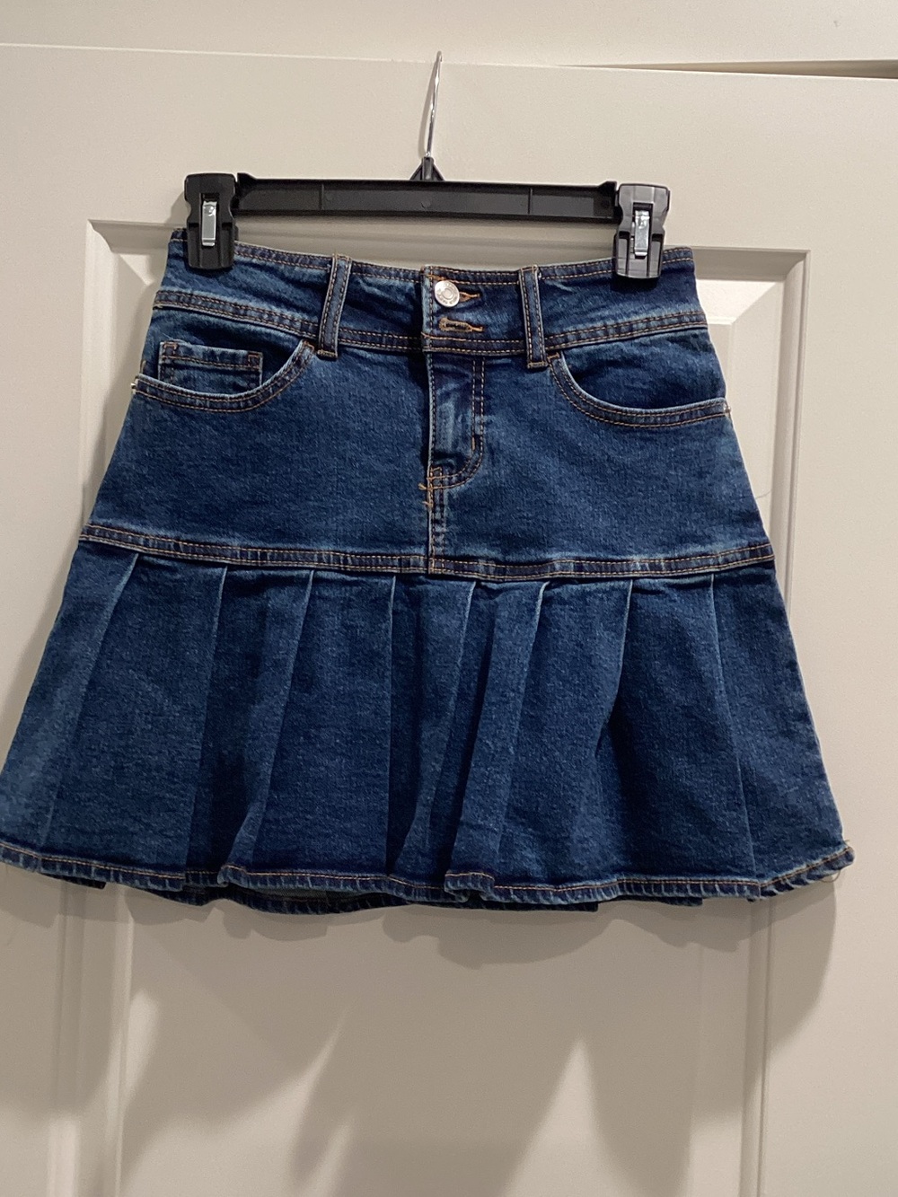 wild fable Dark Blue Denim Pleated Mini Skirt